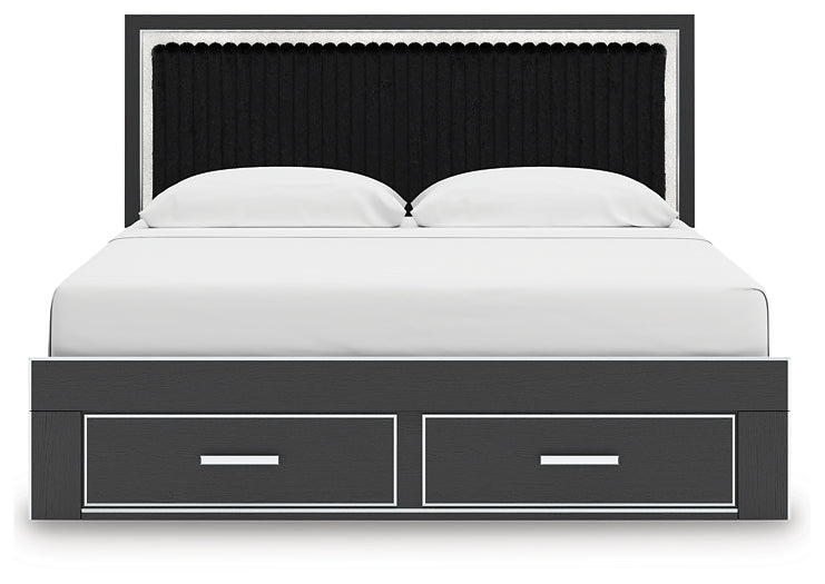Zuraleus Black King Upholstered Panel Storage Bed by Ashley at Eve Furniture