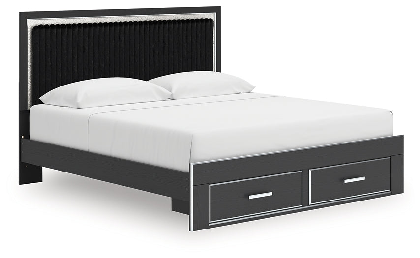 Zuraleus Black King Upholstered Panel Storage Bed by Ashley at Eve Furniture