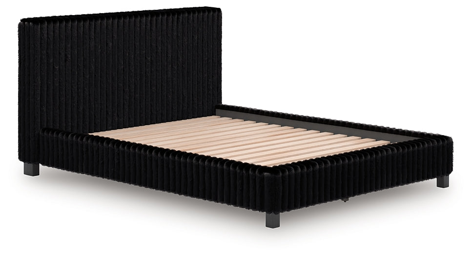 Zuraleus Black Queen Upholstered Bed by Ashley at Eve Furniture