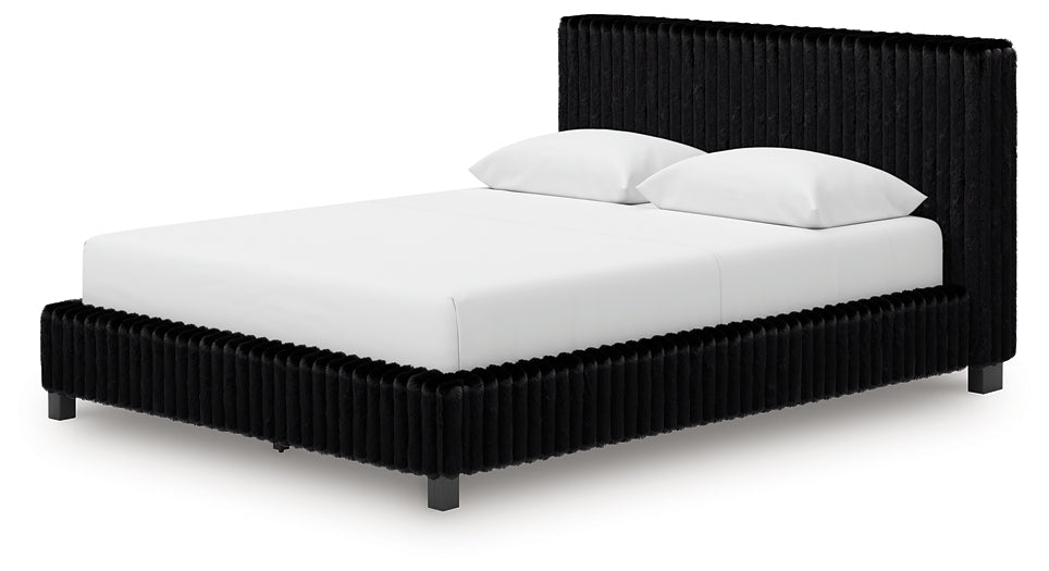 Zuraleus Black Queen Upholstered Bed by Ashley at Eve Furniture