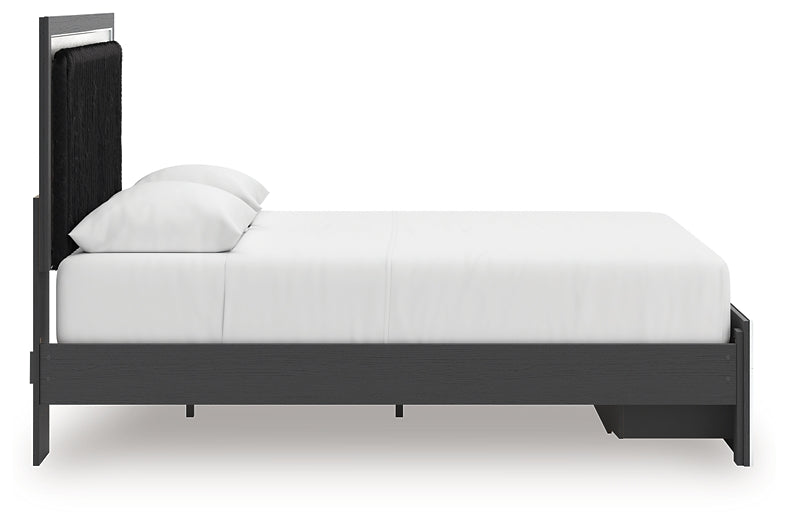 Zuraleus Black Queen Upholstered Panel Storage Bed by Ashley at Eve Furniture