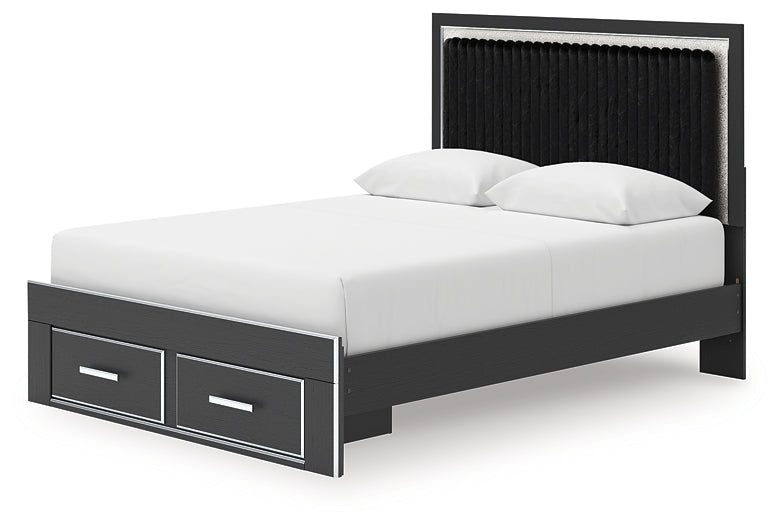 Zuraleus Black Queen Upholstered Panel Storage Bed by Ashley at Eve Furniture
