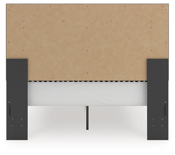 Zuraleus Black Queen Upholstered Panel Storage Bed by Ashley at Eve Furniture