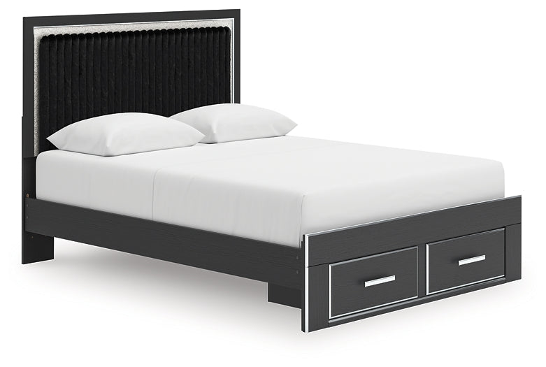Zuraleus Black Queen Upholstered Panel Storage Bed by Ashley at Eve Furniture