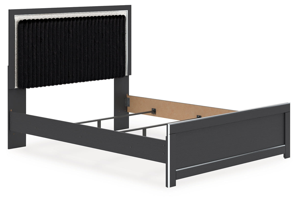 Zuraleus Black Upholstered Panel Bedroom Set by Ashley at Eve Furniture