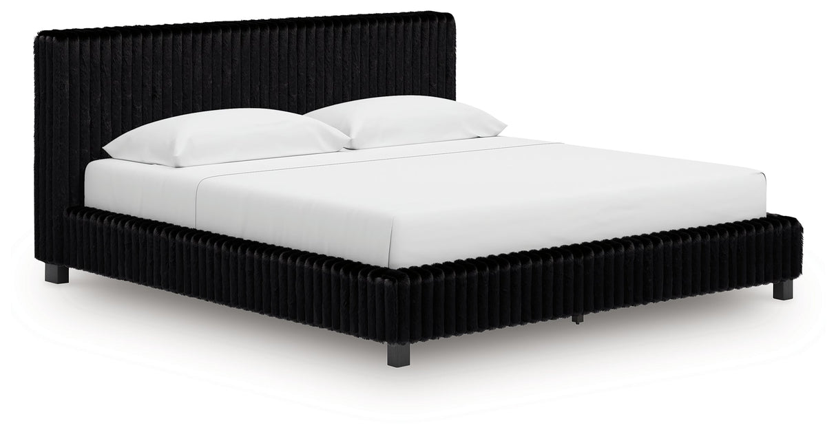 Zuraleus Black Upholstered Platform Bedroom Set by Ashley at Eve Furniture