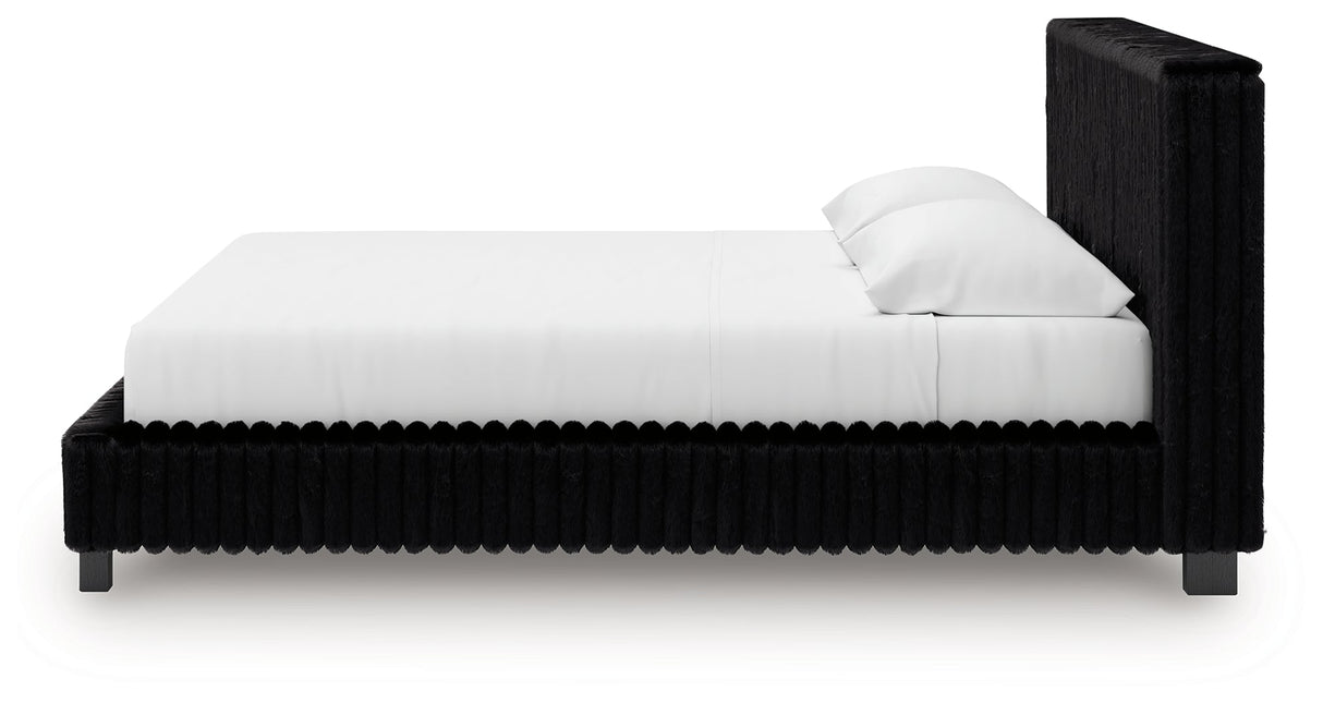 Zuraleus Black Upholstered Platform Bedroom Set by Ashley at Eve Furniture