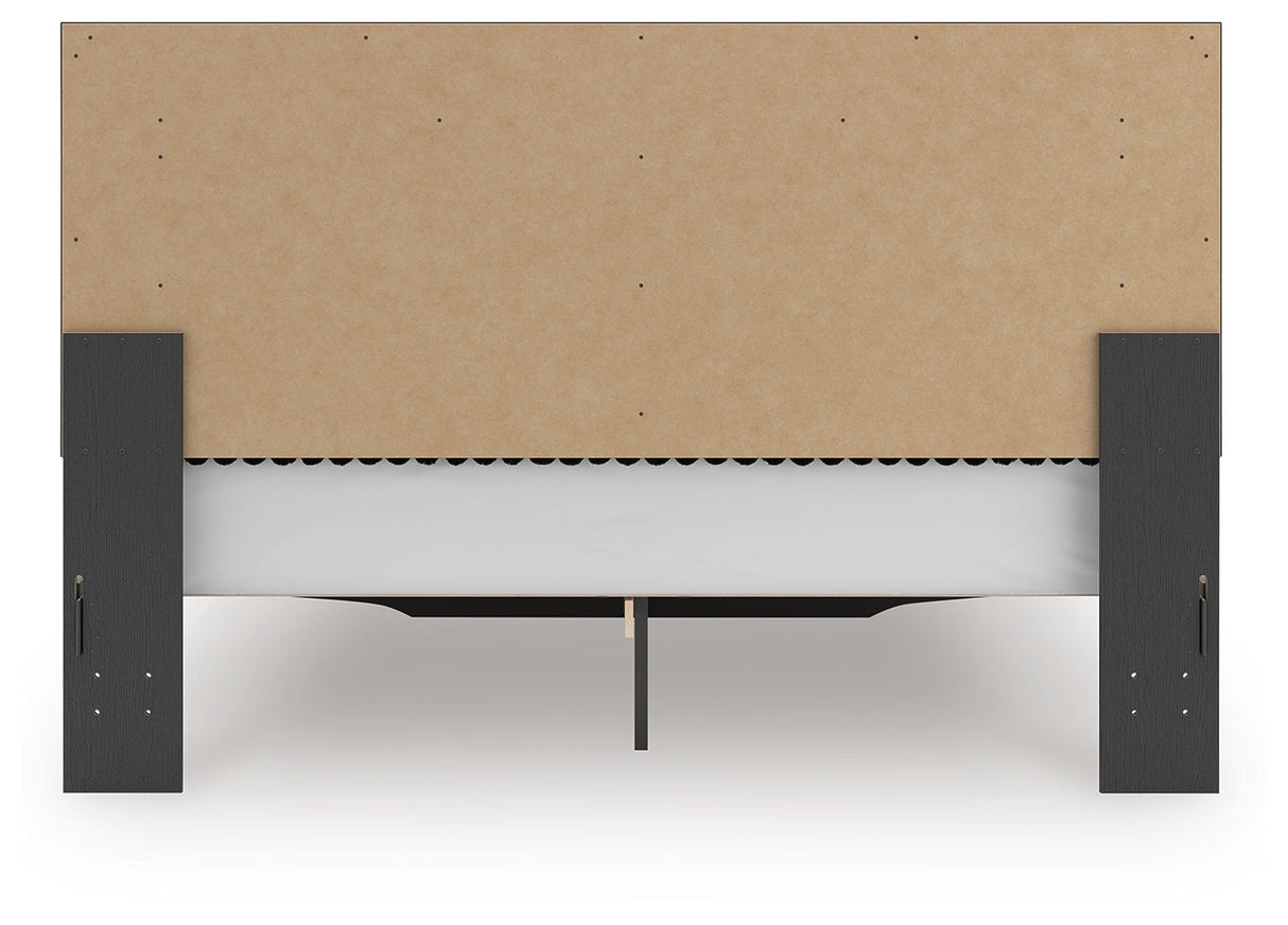 Zuraleus Black Upholstered Storage Panel Bedroom Set with 2 Footboard Drawers by Ashley at Eve Furniture