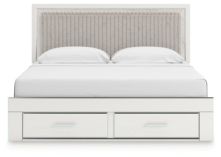 Zuraleus White King Upholstered Panel Storage Bed by Ashley at Eve Furniture