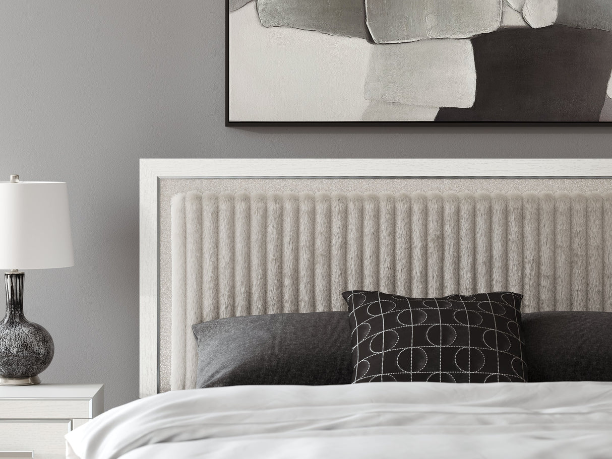 Zuraleus White King Upholstered Panel Storage Bed by Ashley at Eve Furniture