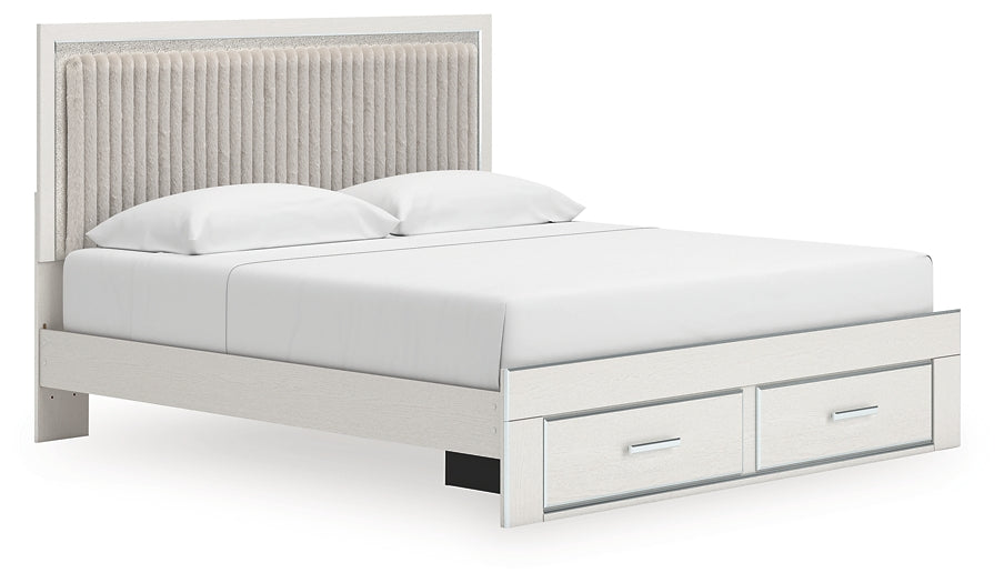Zuraleus White King Upholstered Panel Storage Bed by Ashley at Eve Furniture