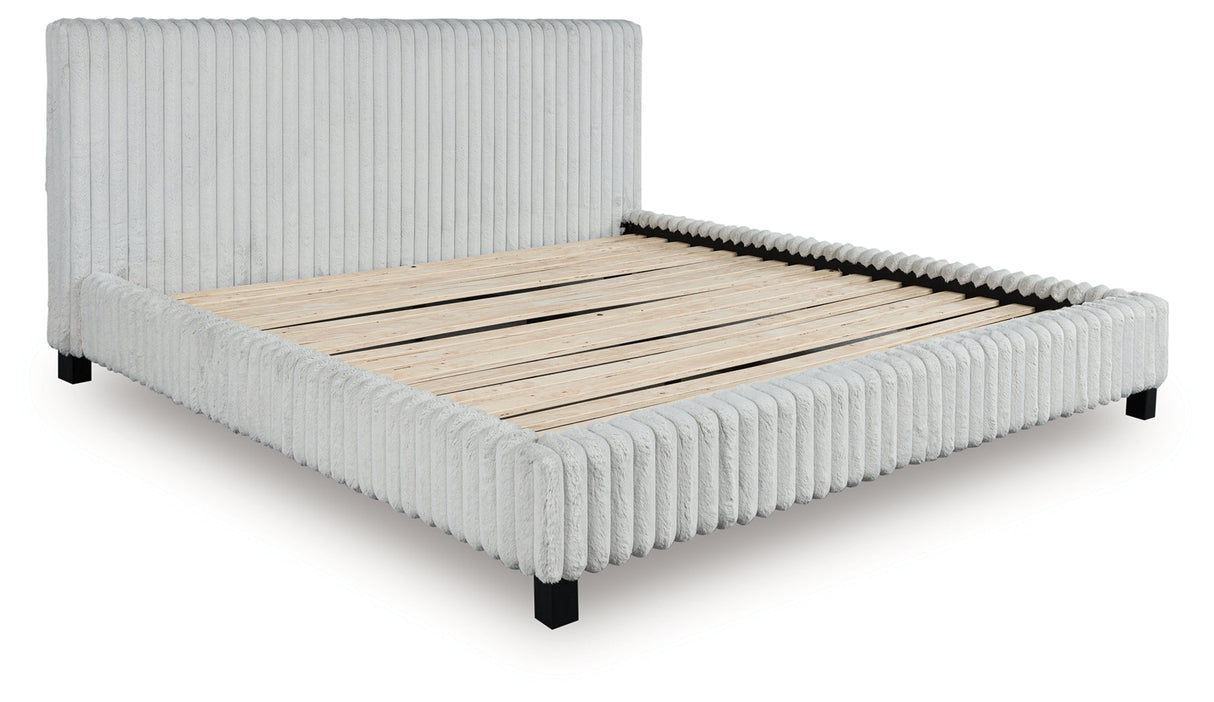 Zuraleus White King Upholstered Bed by Ashley at Eve Furniture