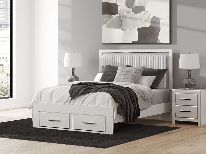 Zuraleus White Queen Upholstered Panel Storage Bed by Ashley at Eve Furniture