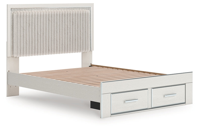 Zuraleus White Queen Upholstered Panel Storage Bed by Ashley at Eve Furniture
