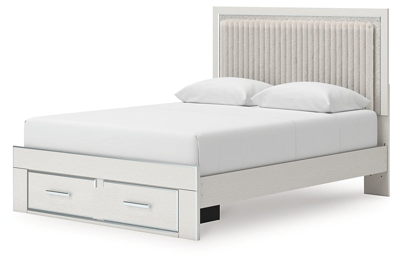 Zuraleus White Queen Upholstered Panel Storage Bed by Ashley at Eve Furniture