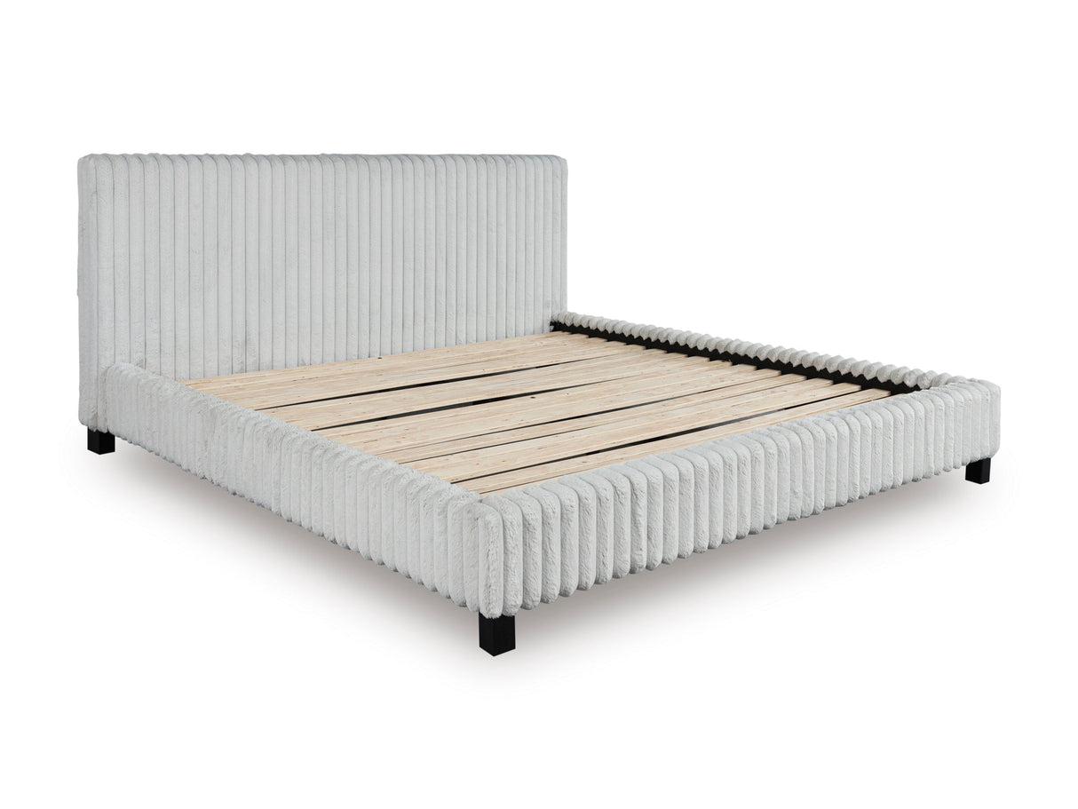 Zuraleus White Upholstered Platform Bedroom Set by Ashley at Eve Furniture
