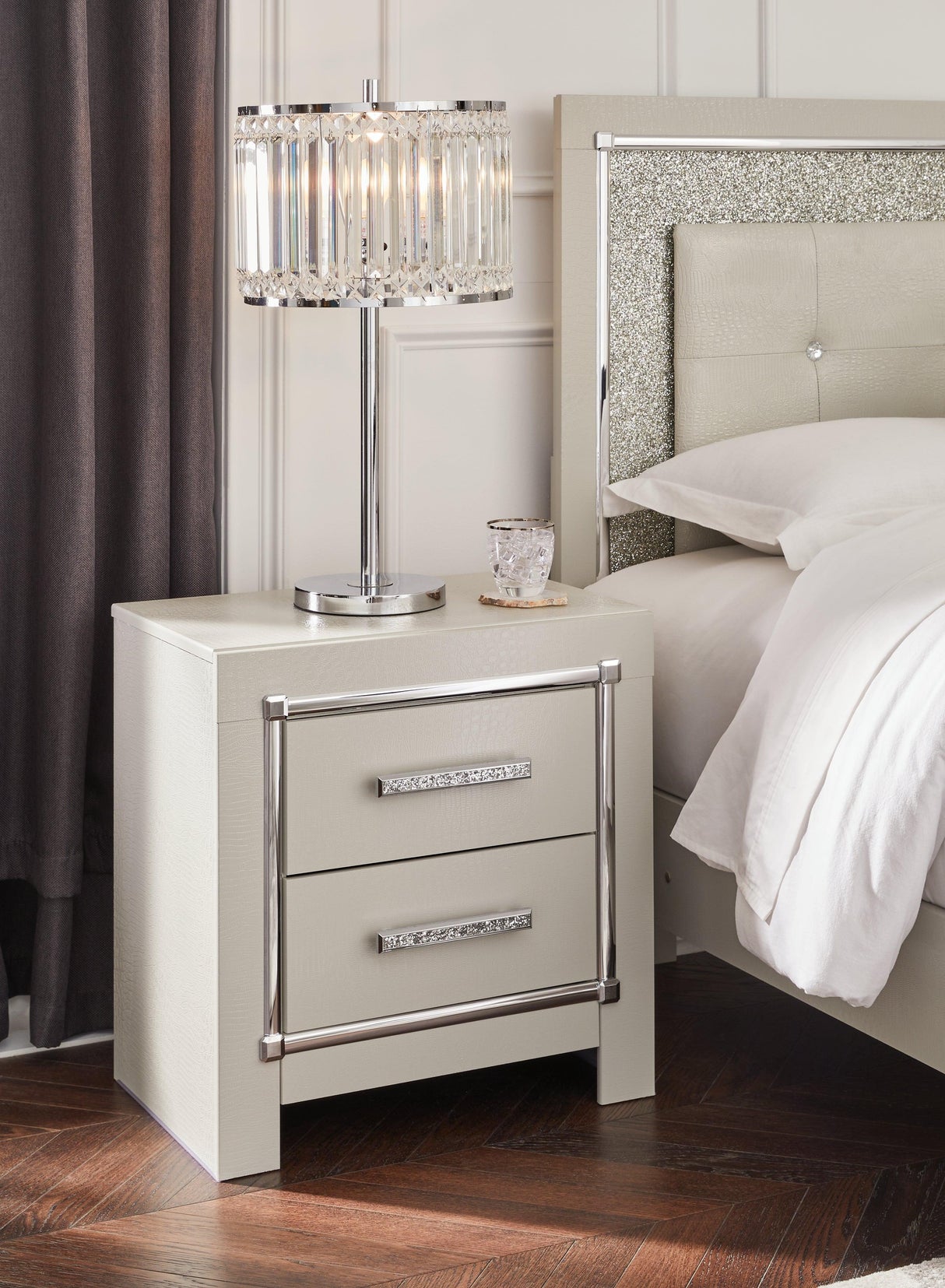 (Special) Zyniden Silver Nightstand by Ashley at Eve Furniture