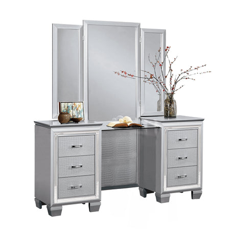 Allura Silver Vanity Dresser with Mirror