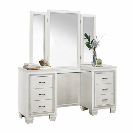 Allura White Vanity Dresser with Mirror