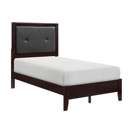 Edina Espresso Twin Upholstered Panel Bed