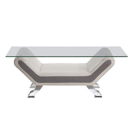 Veloce Beige/Gray Faux Leather Cocktail Table