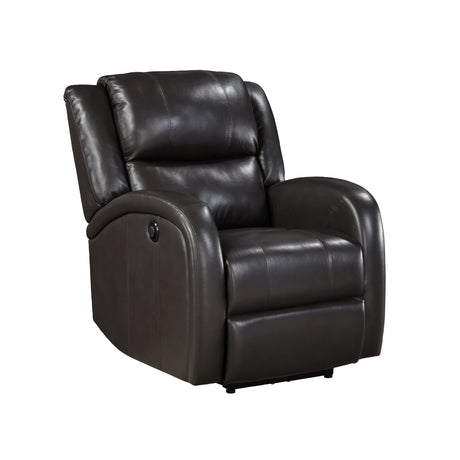 Foxcroft Brown Faux Leather Power Reclining Chair