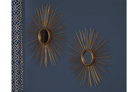 Doniel Antique Gold Finish Accent Mirror, Set of 2