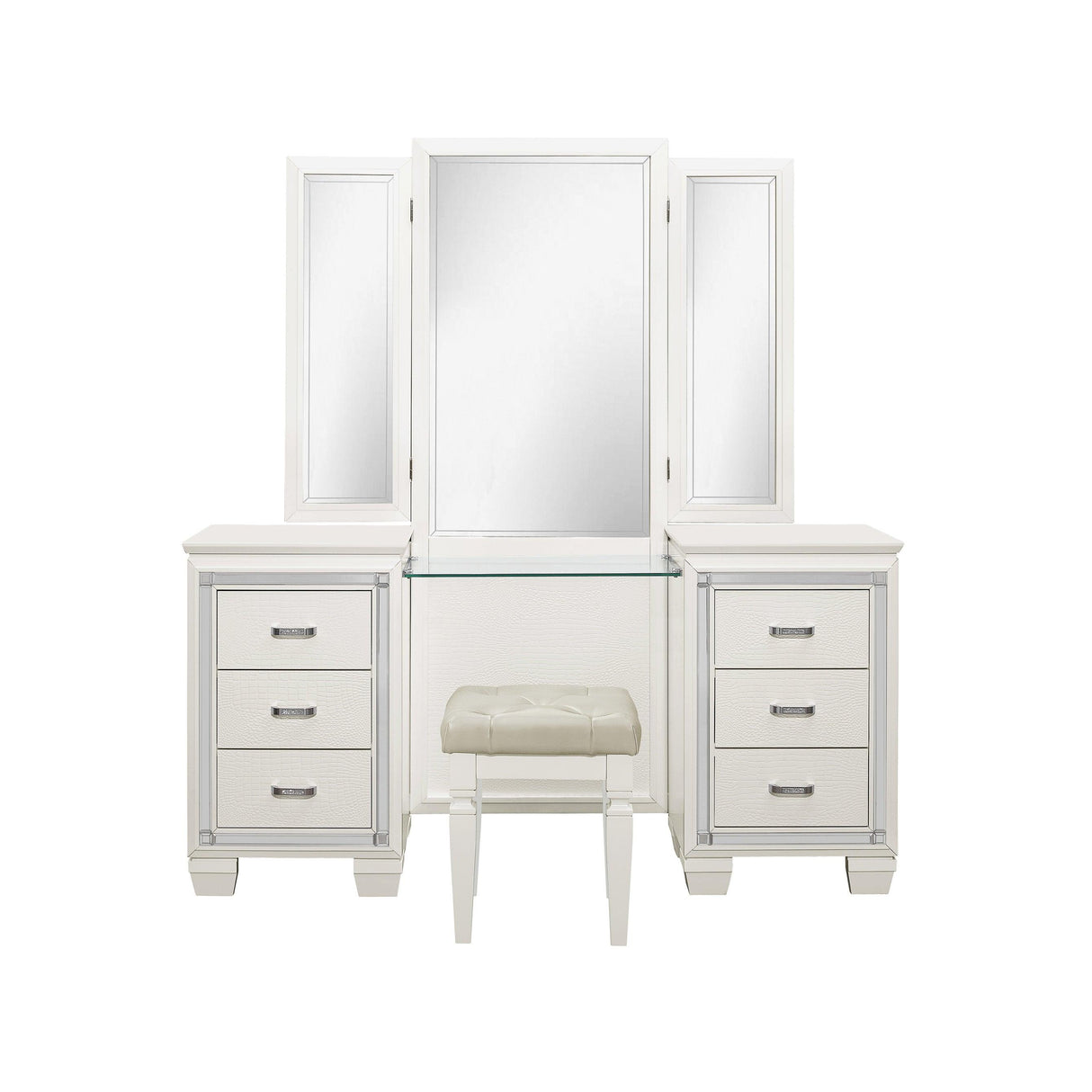 Allura White Vanity Dresser with Mirror by Homelegance at Eve Furniture