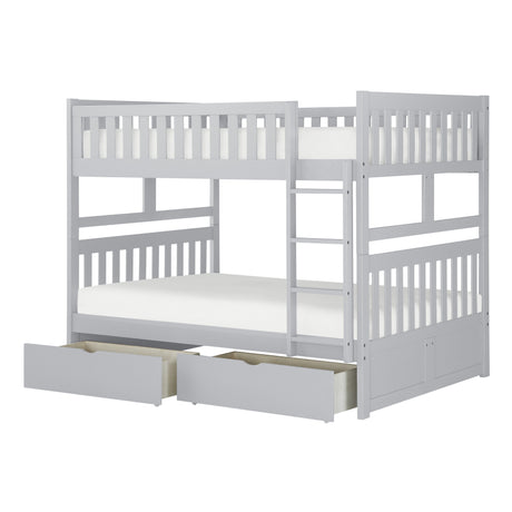Orion Gray Full/Full Bunk Bed with Storage Boxes