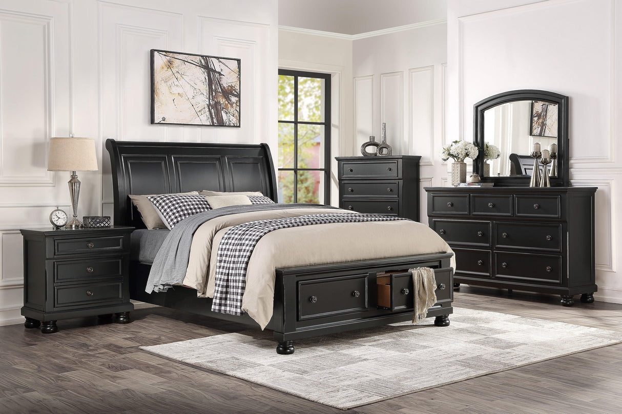 Laurelin Black Queen Sleigh Storage Platform Bed by Homelegance at Eve Furniture
