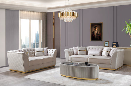 Ivory Velvet Sofa