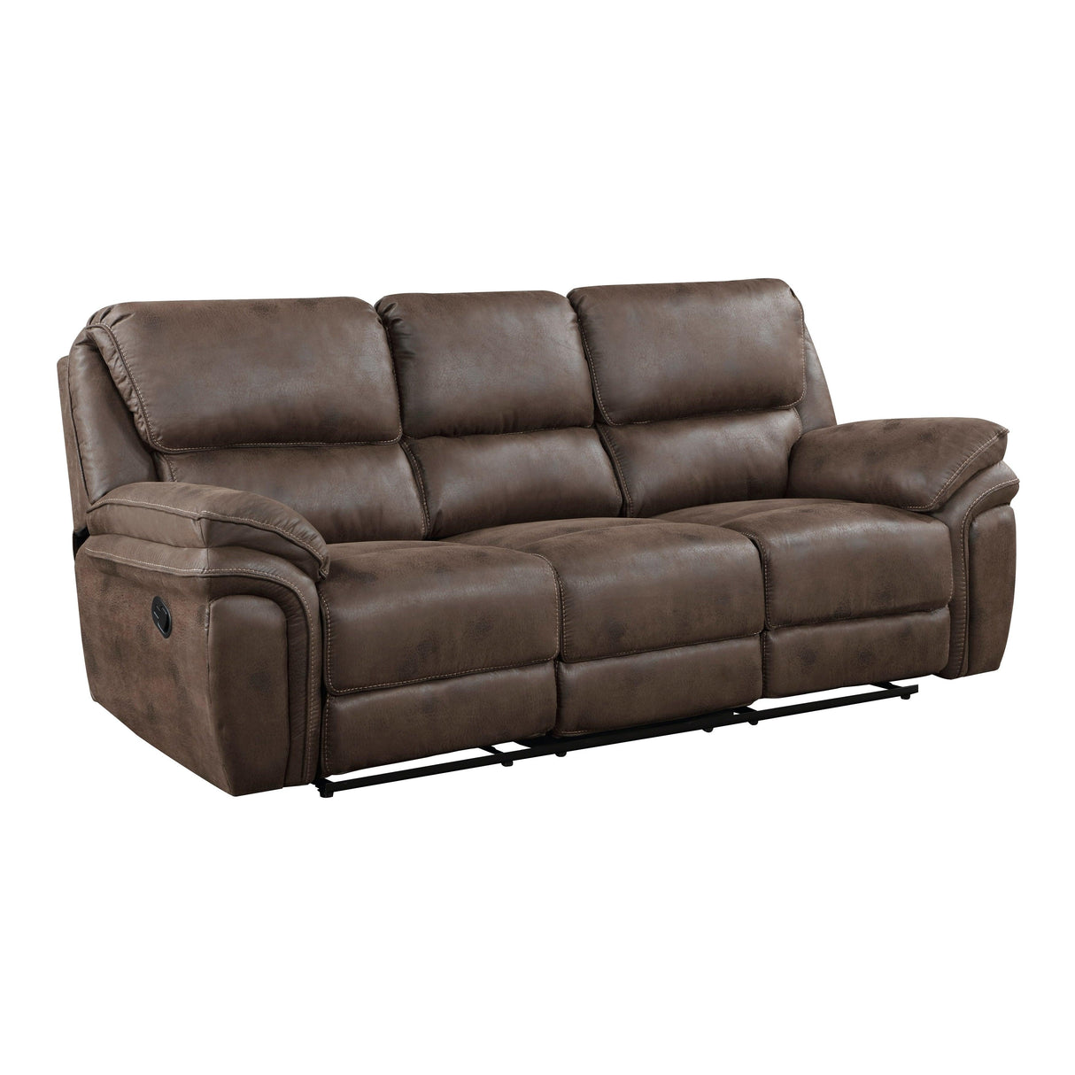 Proctor Brown Microfiber Double Reclining Sofa by Homelegance at Eve Furniture