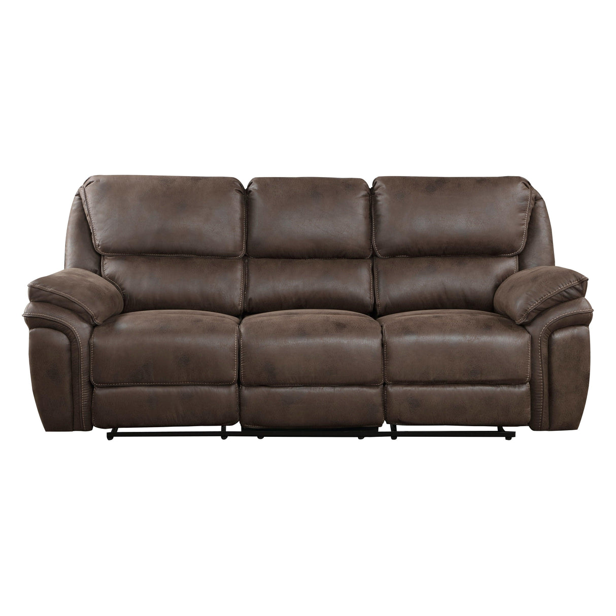 Proctor Brown Microfiber Double Reclining Sofa by Homelegance at Eve Furniture