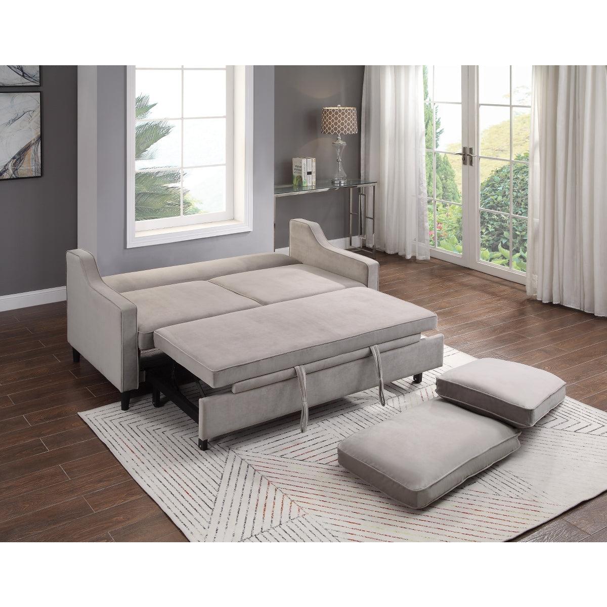 Adelia Cobblestone Velvet Convertible Studio Sofa with Pull-out Bed by Homelegance at Eve Furniture