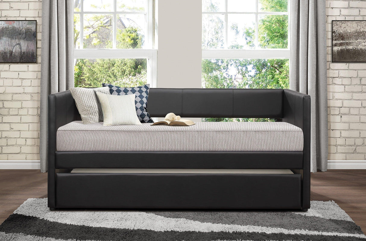 Adra Black Twin Daybed with Trundle by Homelegance at Eve Furniture