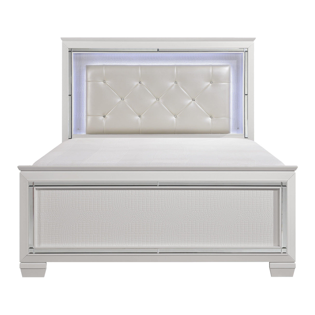 Allura White Queen LED Upholstered Panel Bed by Homelegance at Eve Furniture