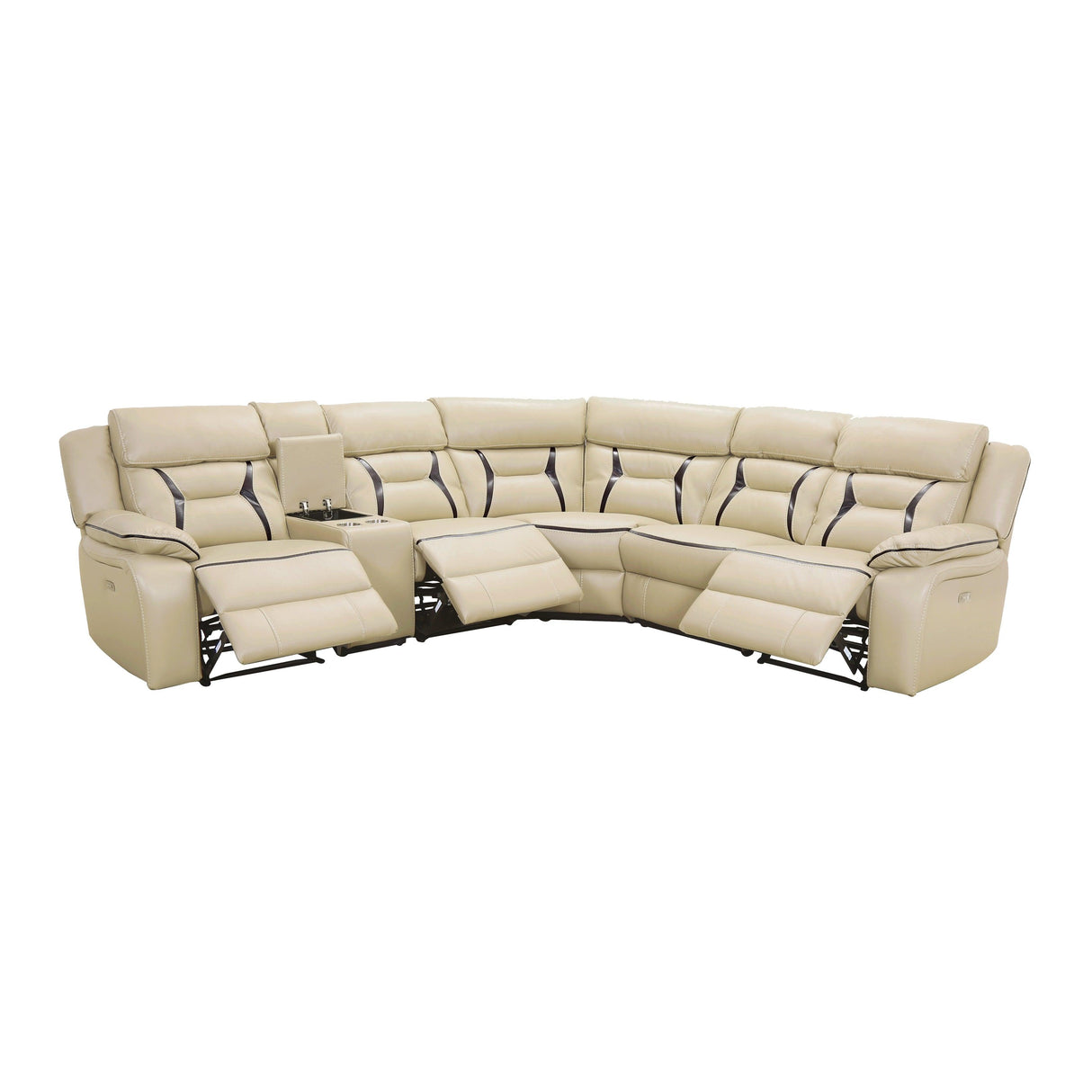 Amite Beige 6-Piece Modular Power Reclining Sectional by Homelegance at Eve Furniture