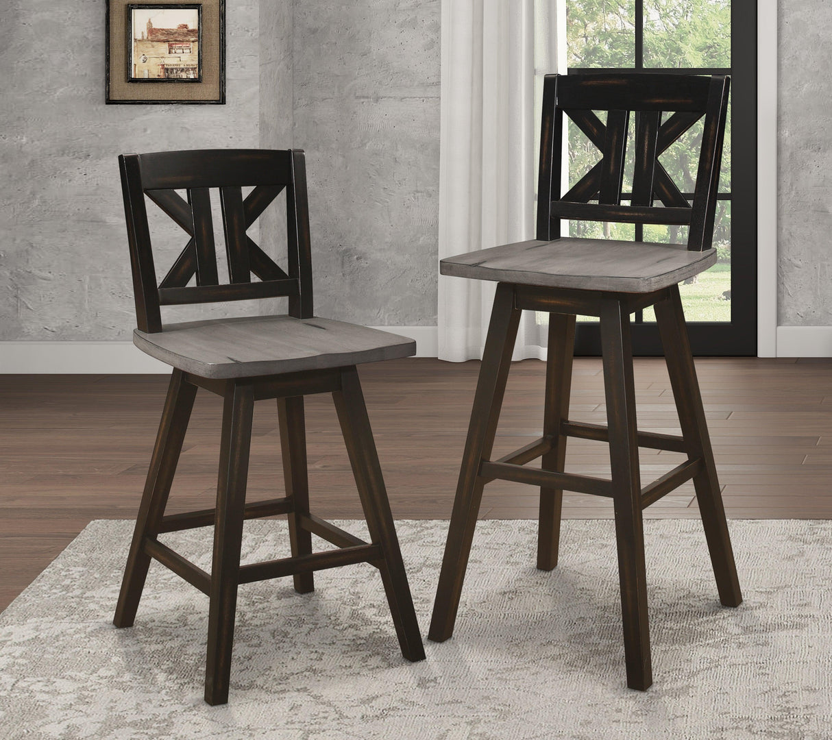 Amsonia Black Swivel Pub Counter Height Chairs, Set of 2 by Homelegance at Eve Furniture