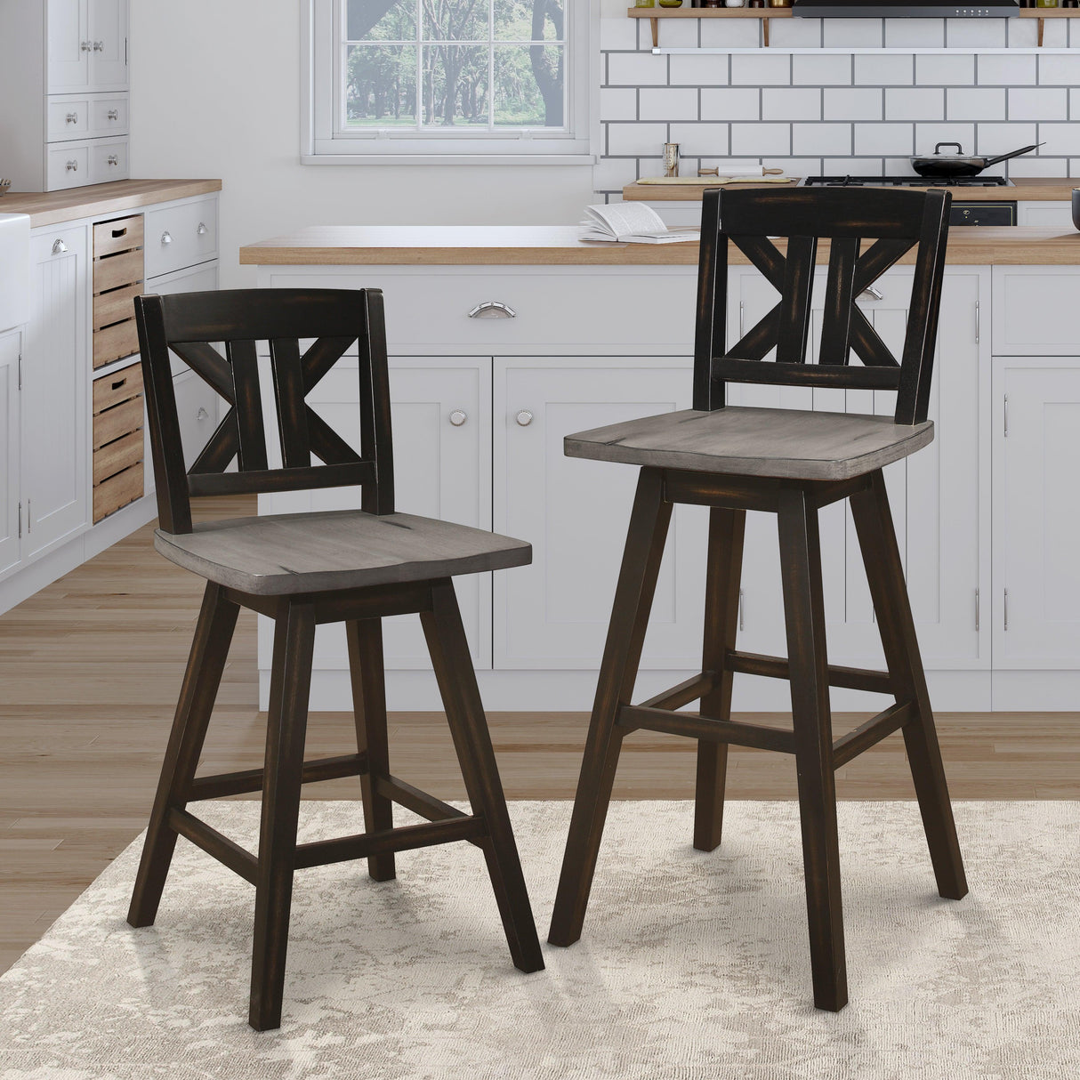 Amsonia Black Swivel Pub Counter Height Chairs, Set of 2 by Homelegance at Eve Furniture