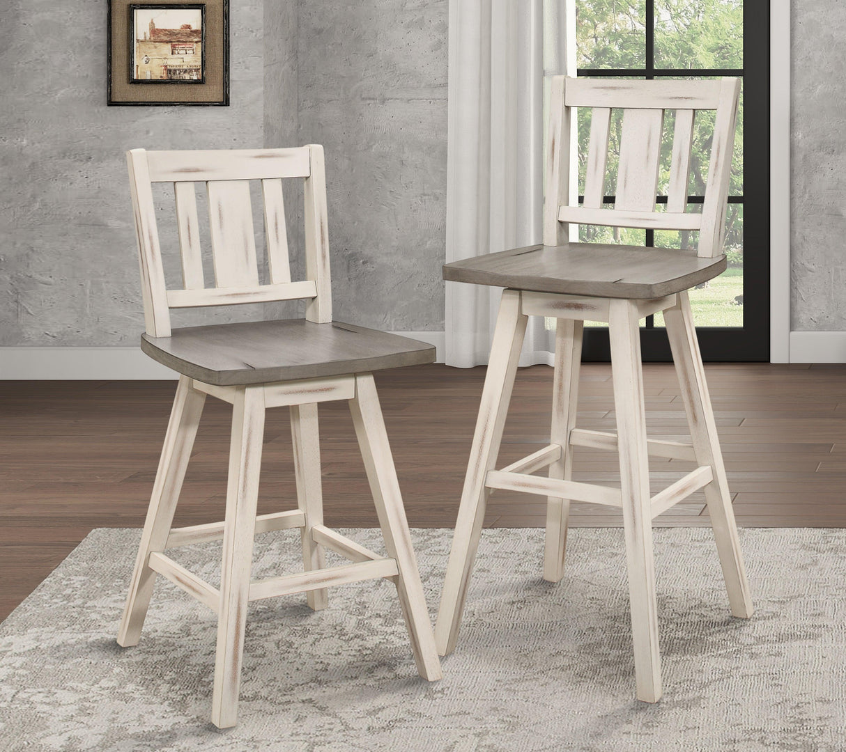 Amsonia White Swivel Pub Counter Height Chairs, Set of 2 by Homelegance at Eve Furniture