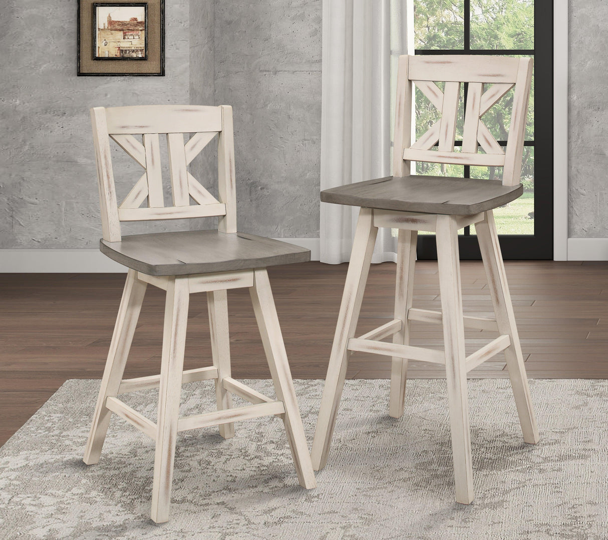 Amsonia White Swivel Pub Counter Height Chairs, Set of 2 by Homelegance at Eve Furniture