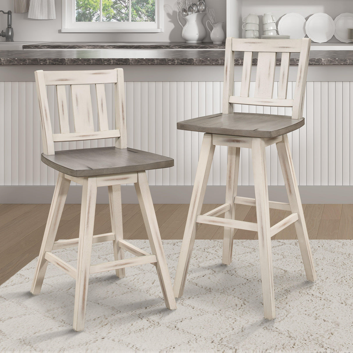 Amsonia White Swivel Pub Counter Height Chairs, Set of 2 by Homelegance at Eve Furniture