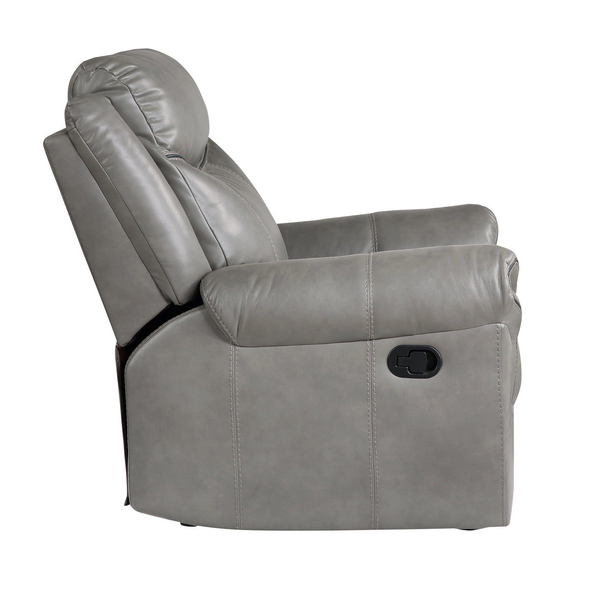 Aram Gray Faux Leather Glider Reclining Chair by Homelegance at Eve Furniture