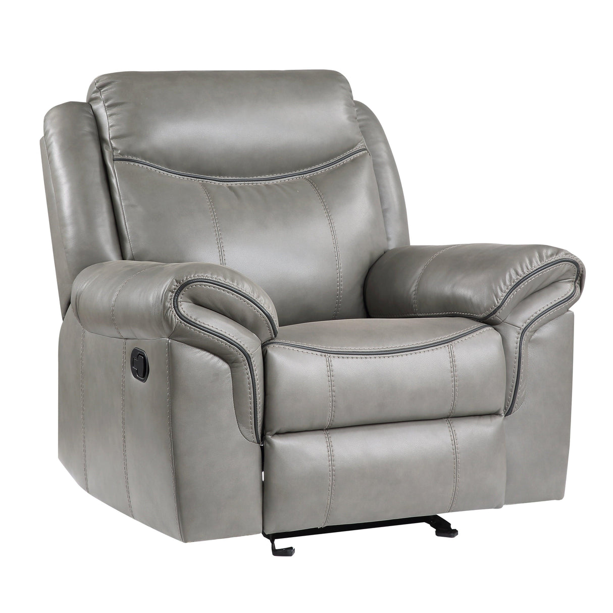 Aram Gray Faux Leather Glider Reclining Chair by Homelegance at Eve Furniture