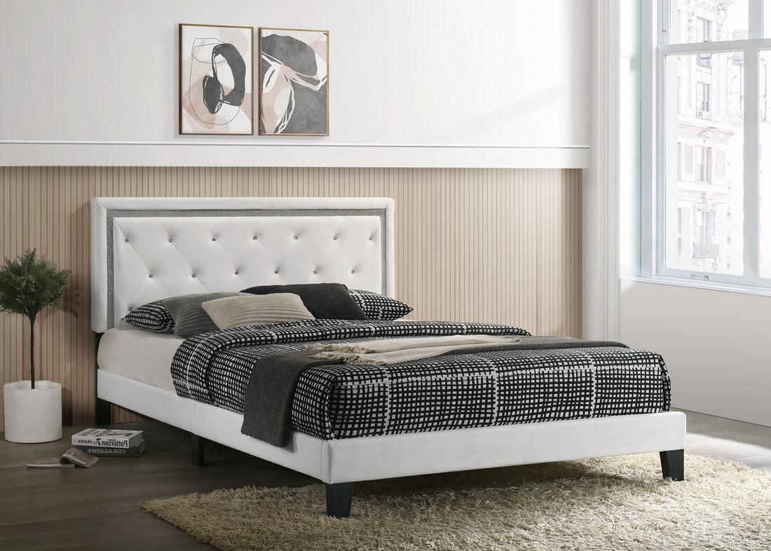 Armada PU White Queen Platform Bed by Happy Homes at Eve Furniture