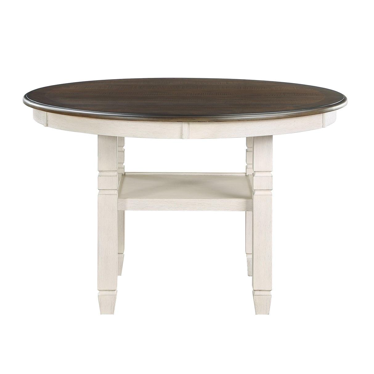 Asher Antique White/Brown Round Dining Table by Homelegance at Eve Furniture