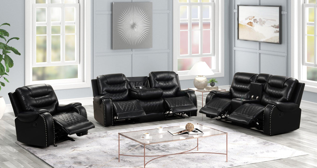 Ashley Black Oversized 3-Piece Leather Living Room Set by Happy Homes at Eve Furniture