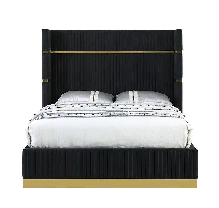 Aspen Black Velvet Queen Platform Bed by New Era Innovations at Eve Furniture