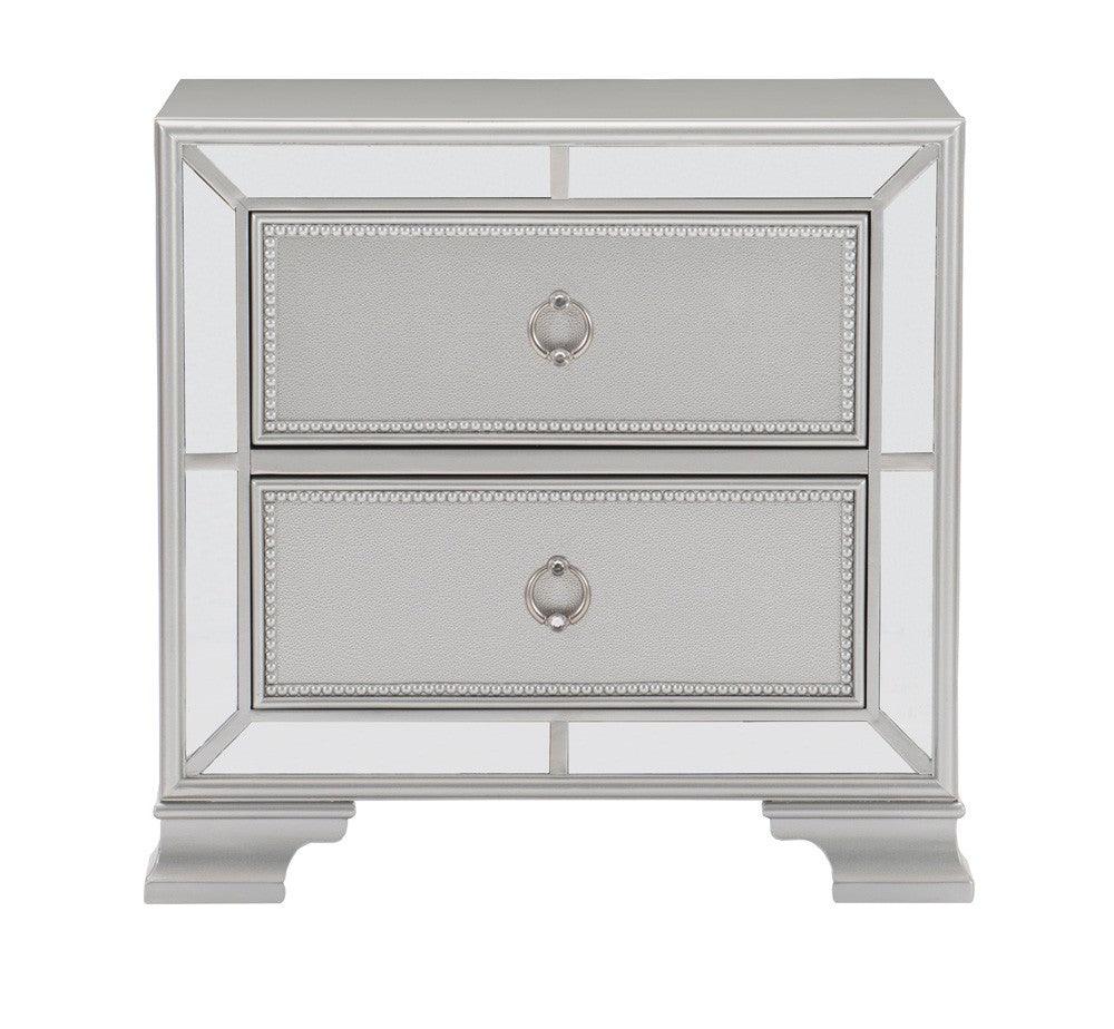 Avondale Silver Mirrored Nightstand by Homelegance at Eve Furniture