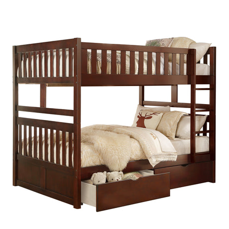 Rowe Dark Cherry Full/Full Bunk Bed with Storage Boxes